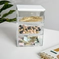thumbnail image 5 of Martha Stewart Brody Clear Plastic Storage Organizer Bins with White Engineered Wood Lid for Home Office, Kitchen, or Bathroom, 3 Pack Small, 3.75" x 3", 5 of 10