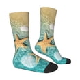thumbnail image 3 of Uemuo Starfish And Seashell Pattern Women's Crew Socks, Soft Durable Breathable Moisture-Wicking with Odor Control Cotton socks, 3 of 9