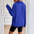 thumbnail image 4 of WTOBBY Women's Half Zip Pullover Sweatshirt Blouse, Casual Business Tunic Top with Long Sleeve Round Neck, Fashionable Fall Office Wear Comfortable Stretch Fabric,Royal Blue L, 4 of 5