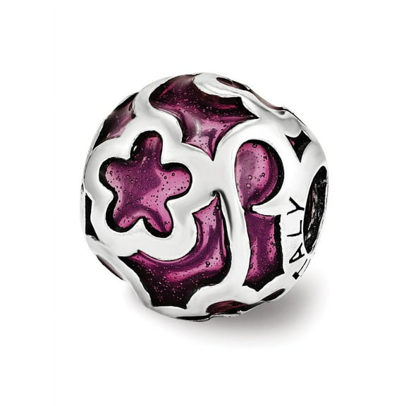 Sterling Silver Purple Filigree Enameled Bead Charm