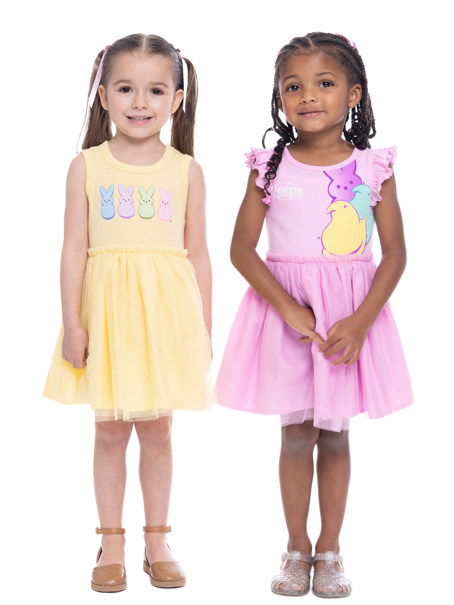 Peeps Toddler Girls’ Tutu Easter Dress with Flutter Sleeves, Sizes 12M-5T