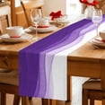 thumbnail image 5 of Purple Waves Table Runner - 70 Inch Long Ombre Abstract Art Gradient Modern Cotton and Linen Blended Dress Scarves Farmhouse Table Runner for Kitchen Dining, Coffee Table, 13" x 70", 5 of 8
