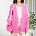 thumbnail image 1 of MPWEGNP Cardigan Tricoté Col en V Automne et Hiver Style Universitaire Ample Rose1 TG, 1 of 9
