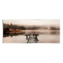 Stupell Industries Foggy Lake Pier Landscape Photography Unframed Art Print Wall Art, 17 x 7