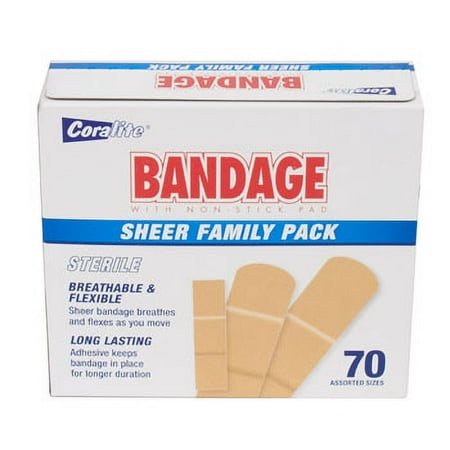 BANDAGES FAMILY PACK 70CT BOX MIXED SIZES IN 96PC FLR DISPLAY, Case Pack of 96