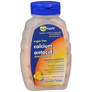 Sunmark Sugar Free Calcium Antacid Orange Crème Chewable Tablets, 80 Count