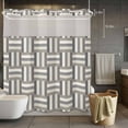 thumbnail image 3 of Gray Geometric No Hook Shower Curtain with Snap in Liner Modern Abstract Art Striped Plaid Woven Texture Waterproof Bathroom Shower Curtain with See Through Top Window for Bathtub 72" x 78", 3 of 9