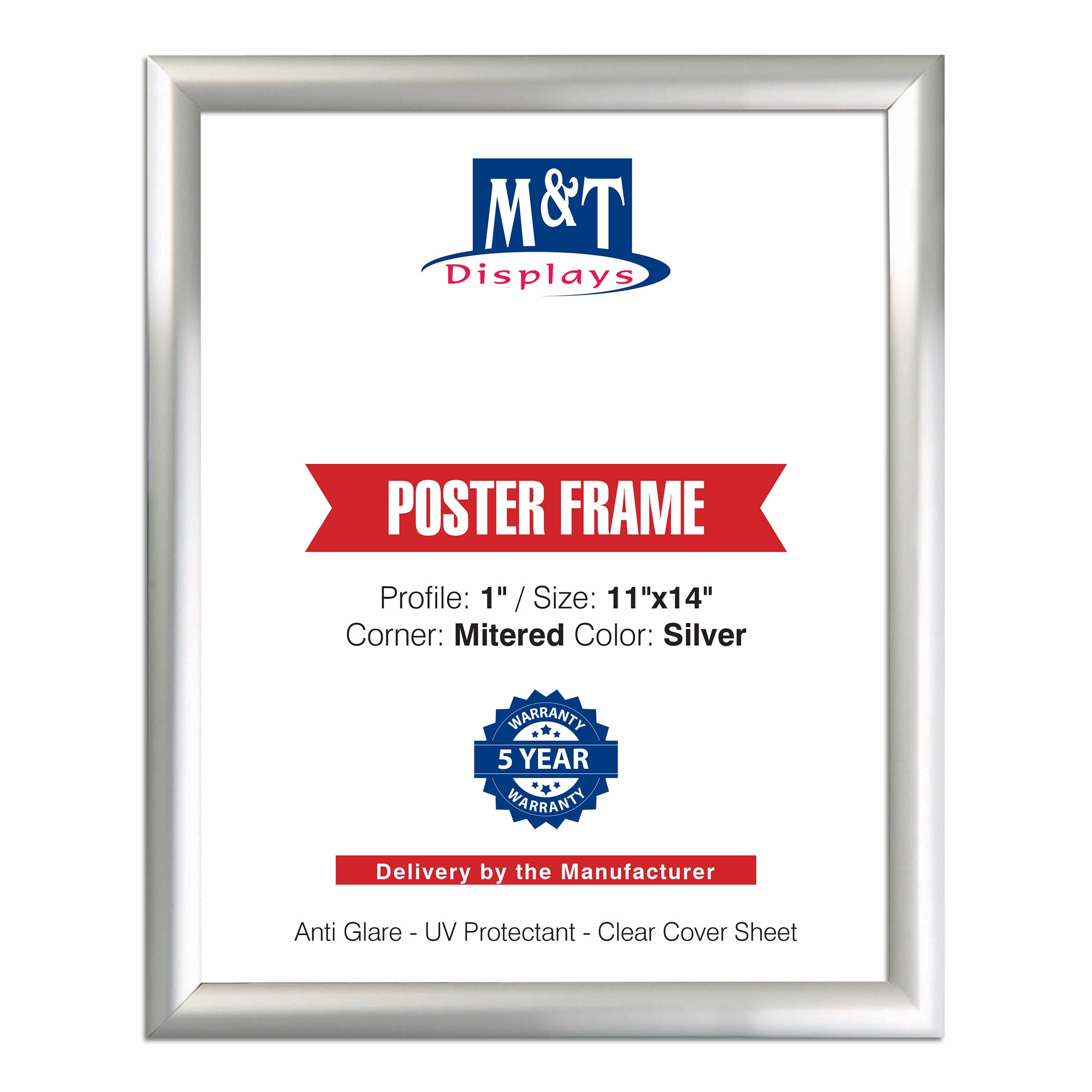 MT Displays Snap Poster Frame 11x14 Inch Silver 1