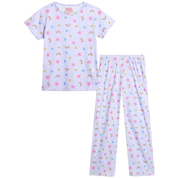 dELiA*s Girls' Pajamas - 2 Piece Snug Fit Pointelle Floral Bow Pajamas Set for Girls (Sizes: 4-16)