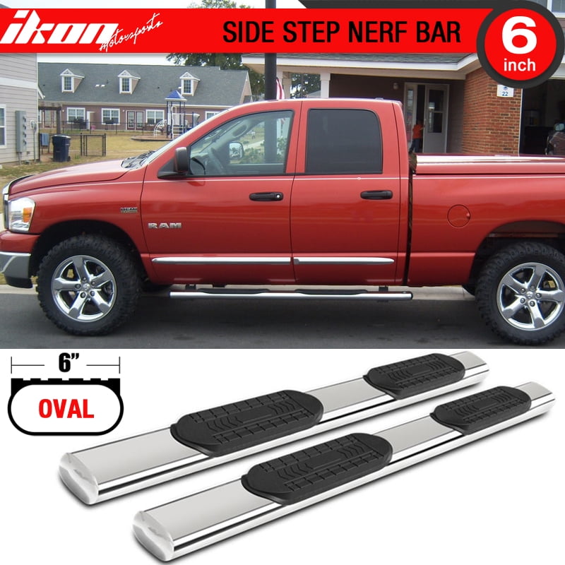 Compatible with 0208 Ram 1500 Quad Crew Cab 6In Stainless Steel Side Steps Running Boards