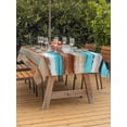 thumbnail image 3 of Outdoor Table Cloth with Umbrella Hole and Zipper, Turquoise Brown Waterproof Rectangle Tablecloth 54"x80", Abstract Wood Grain Gradient Stripes Washable Table Cover for Outside Party Patio Picnic, 3 of 8