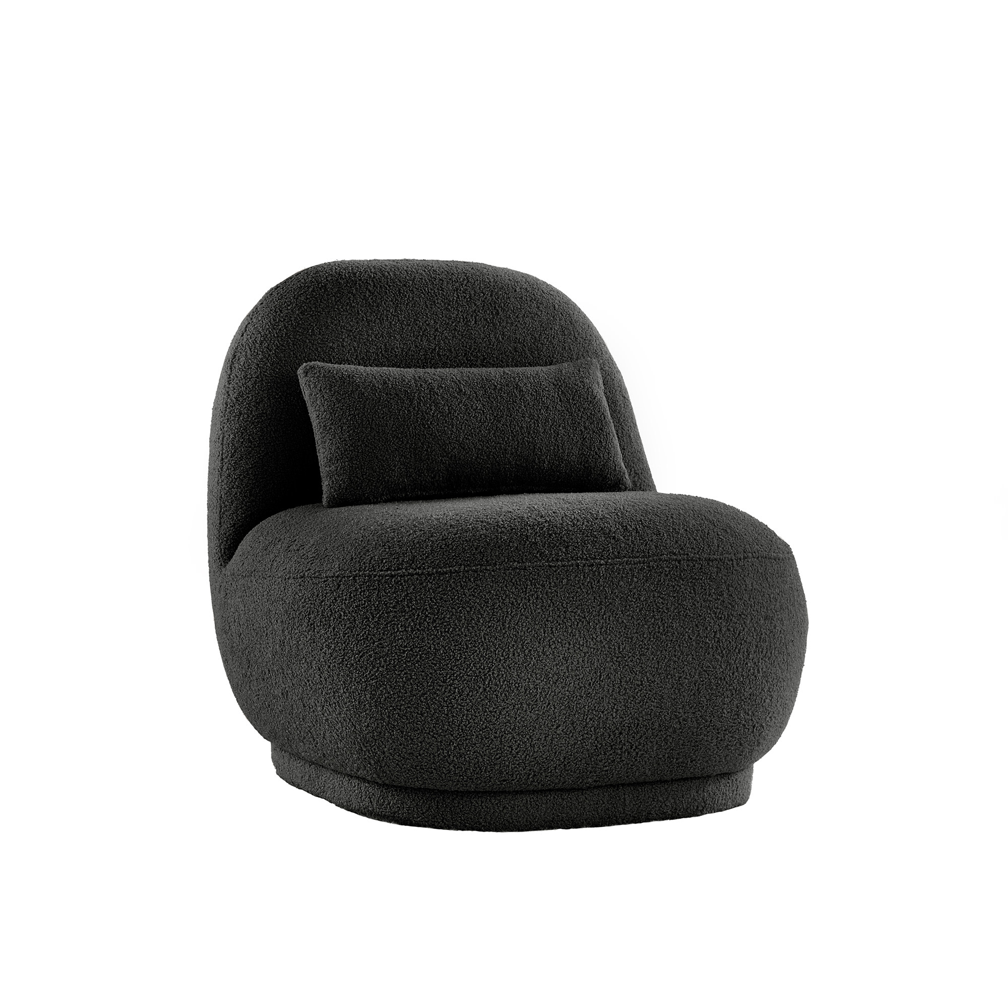 Weston Home Lompoc Modern Boucle Accent Chair with Rounded Design and Lumbar Pillow, Black