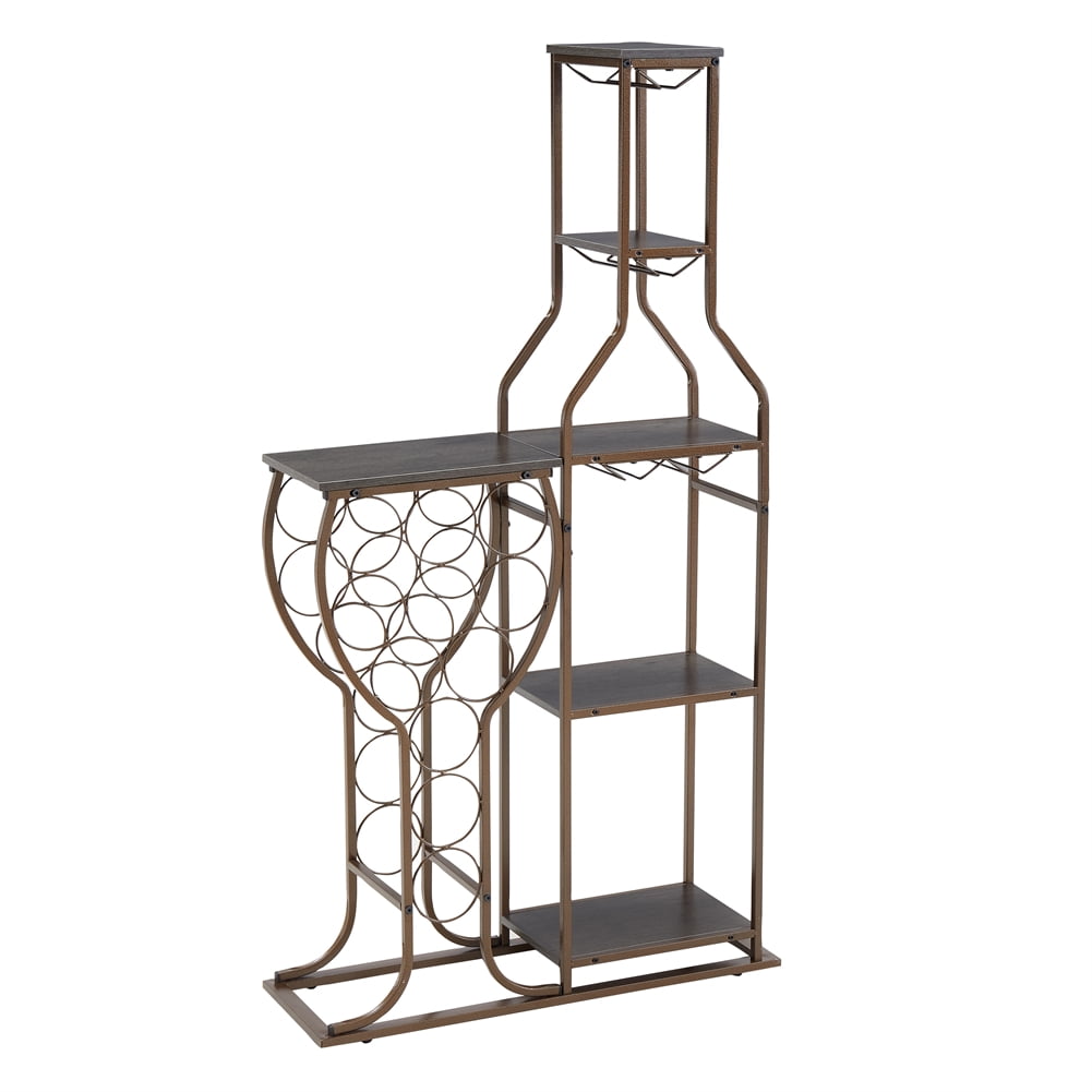 Wine Rack Freestanding Floor, 5-Tier Wine Baker Rack with Glass