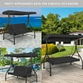 thumbnail image 5 of Topbuy 3 Person Porch Swing Hammock Bench Chair Outdoor with Canopy Black, 5 of 6