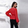 thumbnail image 2 of Lu's Chic Women's Long Sleeve Top Thin Pullovers V Neck Bishop Sleeve Babydoll Lightweight Polyester Pull Over Patterned9 X-Large, 2 of 4