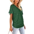 thumbnail image 3 of Camiseta de mujer WIHOLL de verano, cuello en V, manga corta, verde, talla XL, 3 of 5