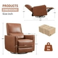 thumbnail image 2 of TROPOW 360° Swivel, Rocking Chair Nursery, Glider Rocker Recliner, PU Leather Sofa Chair with high Back, Deep Seat for Nursery, Living Room, Bedroom, Brown, 2 of 7