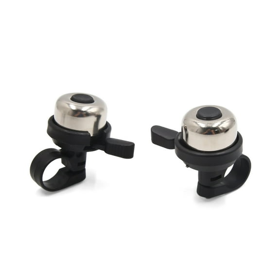 Unique Bargains 2pcs Chrome Plating Portable Bicycle Bike Handlebar Bell Horn Ring Alarm Silver Black