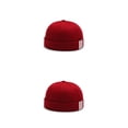thumbnail image 1 of tamizeot Fashion Skullcap 3 Stripes Print Retro Sailor INS Style Bucket Docker Caps Brimless Solid Color Hat Bonnet Dancing Red 2Set, 1 of 6