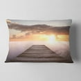thumbnail image 2 of Designart Yellow Sea and Brown Pier - Seascape Throw Pillow - 12x20, 2 of 5