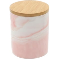 The Perfect Size Jar- 16oz 0.5L Ceramic Pink Marble Bamboo Lid Food Tea Coffee Kitchen Canister Storage