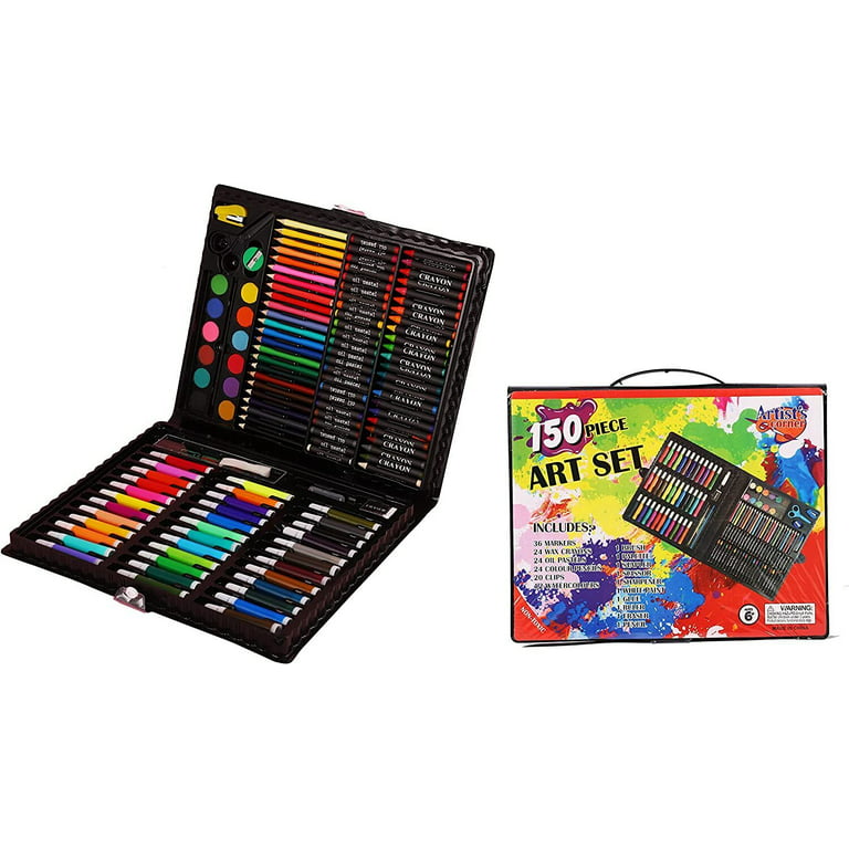 150-Piece Art Set, Deluxe Professional Color Set, Art Kit for Kids and  Adult, With Compact Portable Case (Black)