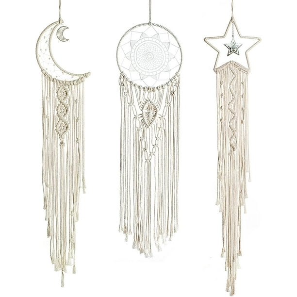 3 Piece Dreamcatcher Macrame Wall Hanging Boho Wall Decor Sun Moon