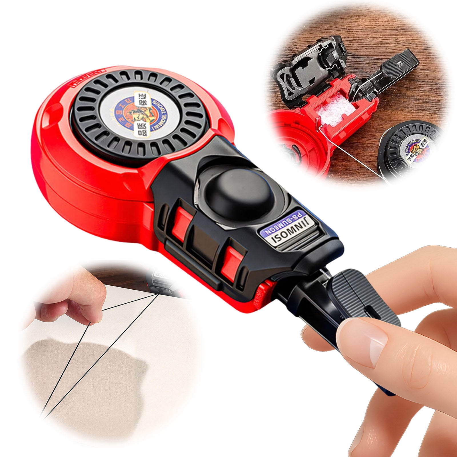 Hersfrd Construction Measuring Tool Automatic/manual Marking Tool Dual-mode Automatic Plastic Carpenter Ink Marker Duct Chalk Line Woodworking Measuring Tools (A)