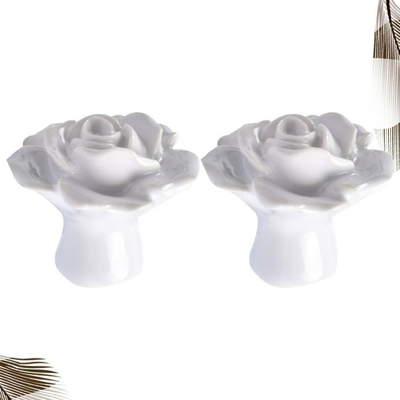 Masteelf White Ceramic Pull Knobs for Kitchen Cupboard Cabinet Drawer Door Hardware 2 Pieces
