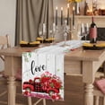 thumbnail image 2 of Table Runners 70 Inches Long Dress Scarves, Valentine's Day Farmhouse Coffee/Dining/Kitchen Table Decor, Holiday Table Runner, Red Plaid Truck Roses Love Leaves Wood 13x70 Inch, 2 of 9