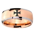 thumbnail image 2 of Tungsten Maltese Cross 8mm Shinny Rose Gold Two Tone Dome Men Ring, 2 of 2
