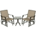 thumbnail image 2 of Outsunny 3 Piece Bistro Set with Outdoor Gliders, Glass Top Table, Brown, 2 of 9