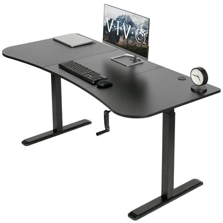 VIVO Black 63" x 32" Manual Height Adjustable Stand Up Desk Frame with Desk Top