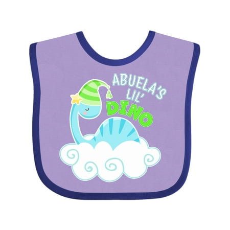 

Inktastic Abuela s Lil Dino with Cute Blue Baby Dinosaur Gift Baby Boy or Baby Girl Bib