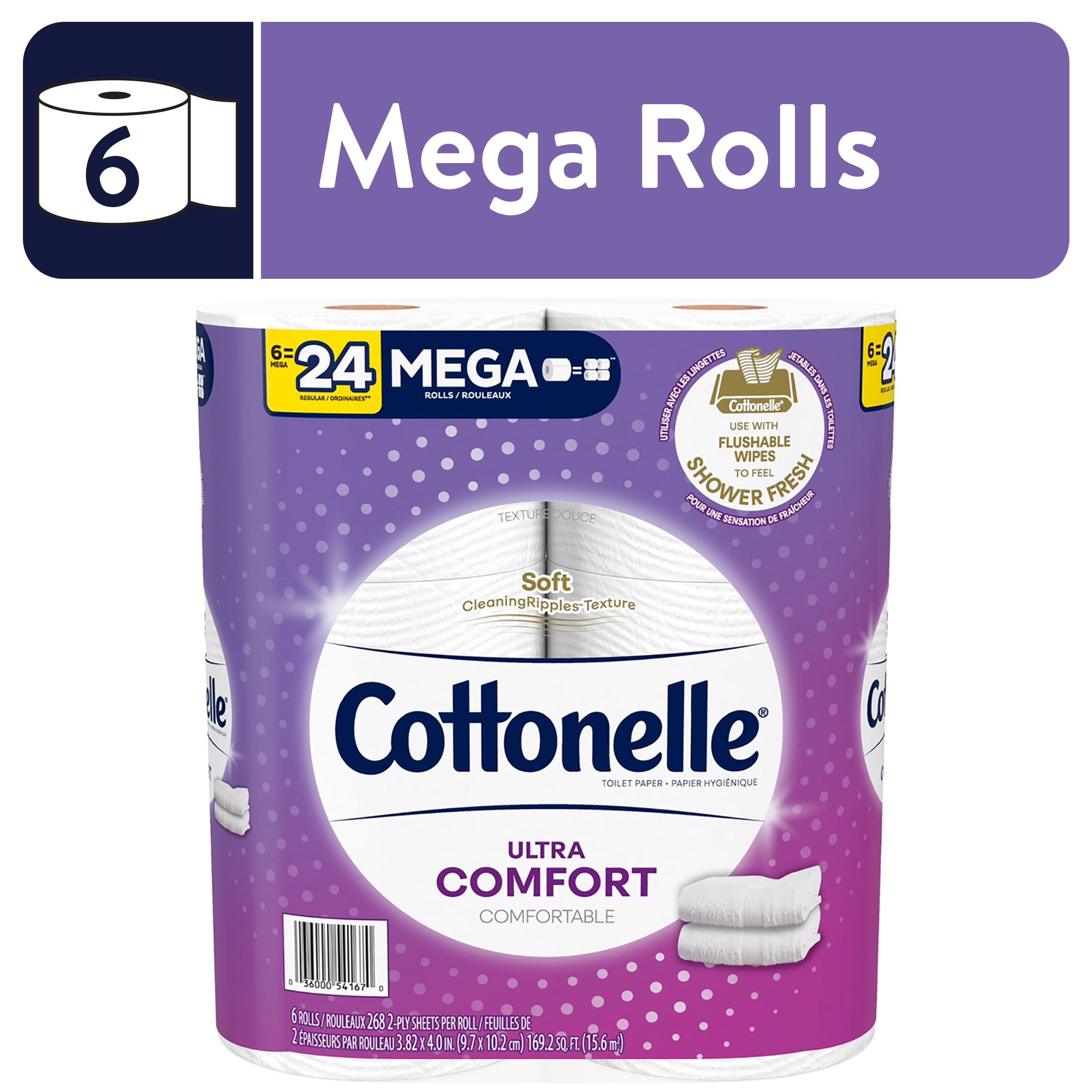 Cottonelle Ultra Comfort Toilet Paper, 6 Mega Rolls
