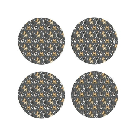 

Naloa Bulldog Print Leather Coasters for Drinks Durable Drink Coasters 4 Set for Tabletop Protection Luxurious Home Décor and Housewarming Gift ( {designName})Round Shape