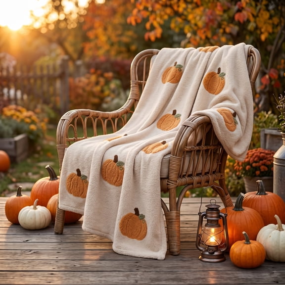 Fall Thanksgiving Throw Blanket, Pumpkin Pattern Soft Warm Autumn Flannel Blanket Thanksgiving Cozy Gifts Home Decor for Couch Chair Sofa Bed 27.6x39.4 Inch