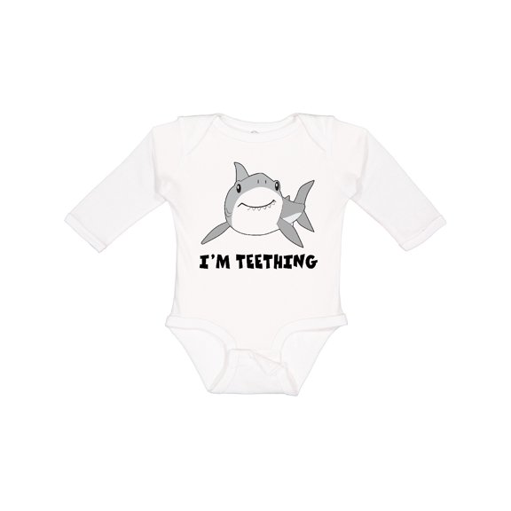 Inktastic I'm Teething Cute Shark Boys or Girls Long Sleeve Baby Bodysuit