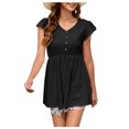 thumbnail image 2 of Women's V-Neck Short Sleeve Loose Fit Casual T-Shirt Top - Breathable Flowy Fabric for Everyday Comfort, 2 of 5