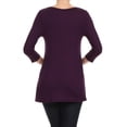 thumbnail image 4 of Women's Solid Basic Casual Side Button Trim Round Neck Blouse Shirt Tunic Top, 4 of 5