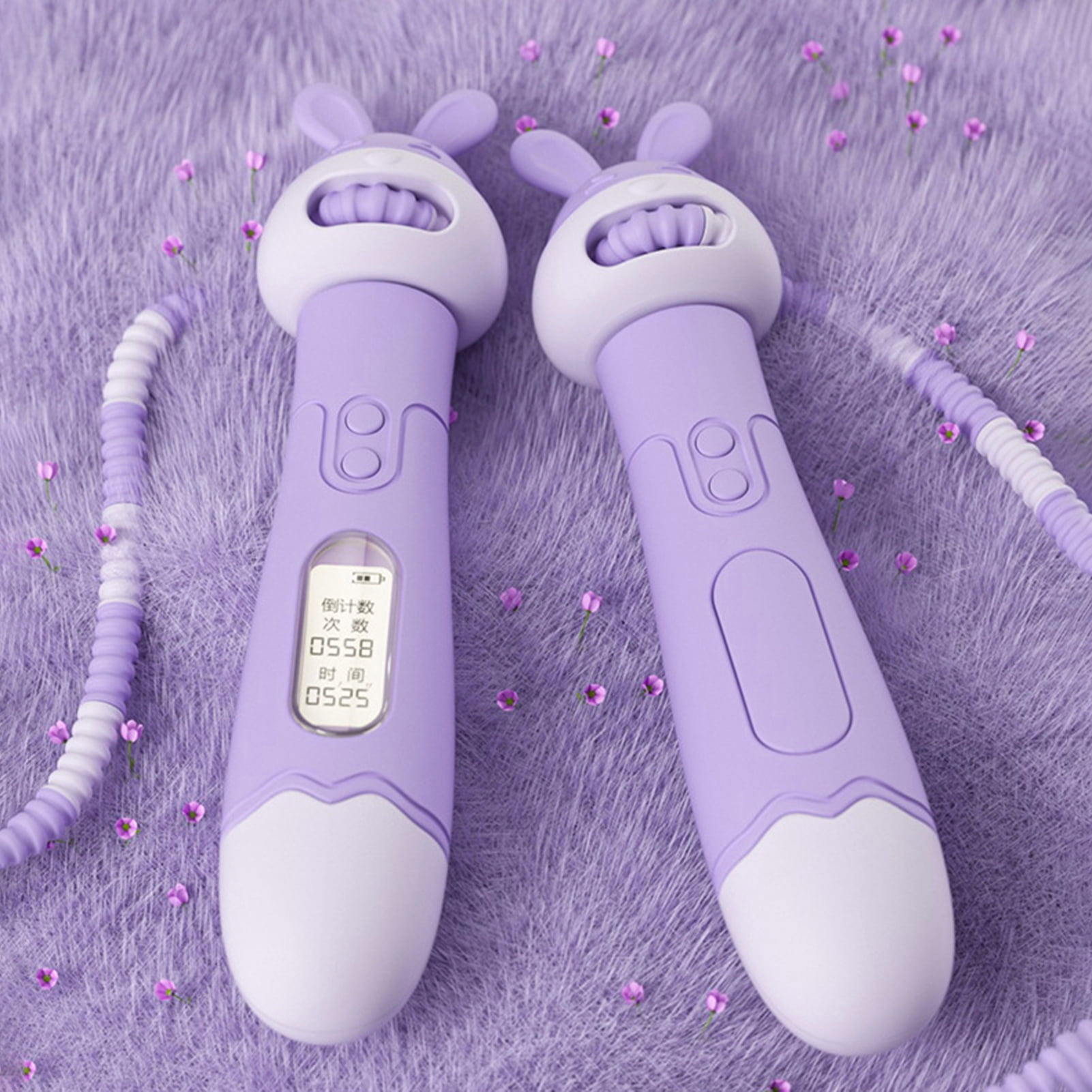 Opolski Jump Rope with Counter Length Adjustable Tangle-free Ergonomic Handle Skipping Rope Workout Fitness Equipment for Kids Purple