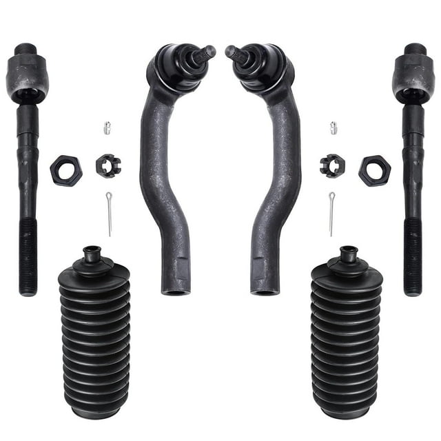 Detroit Axle - Front 6pc Tie Rods Kit for 07-14 Ford Edge Lincoln MKX, 4 Suspension Outer & Inner Tie Rod Ends 2 Boots 2007 2008 2009 2010 2011 2012 2013 2014 Replacement