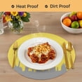 thumbnail image 4 of Abstract Yellow Grey Round 13 Inch Placemats Set of 8, Modern Minimalist Graffiti Artwork HeatResistant Non Slip Place Mats for Dining Table, Wipeable Braided Kitchen Table Mats for Housewarming, 4 of 9