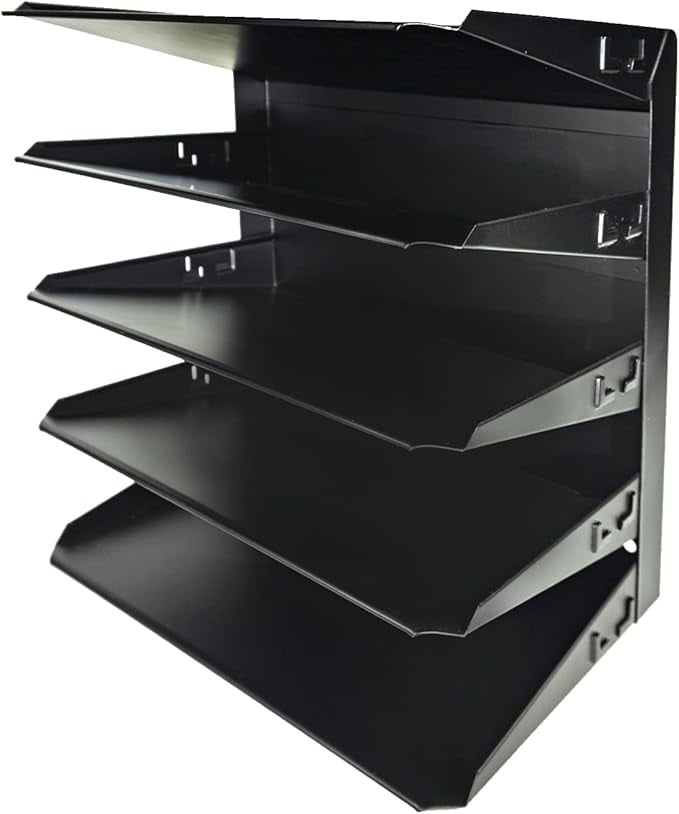 EASY LIFE PRODUCTS Desk File Organizer Shelf Rack, Metal, black(5 Tier)