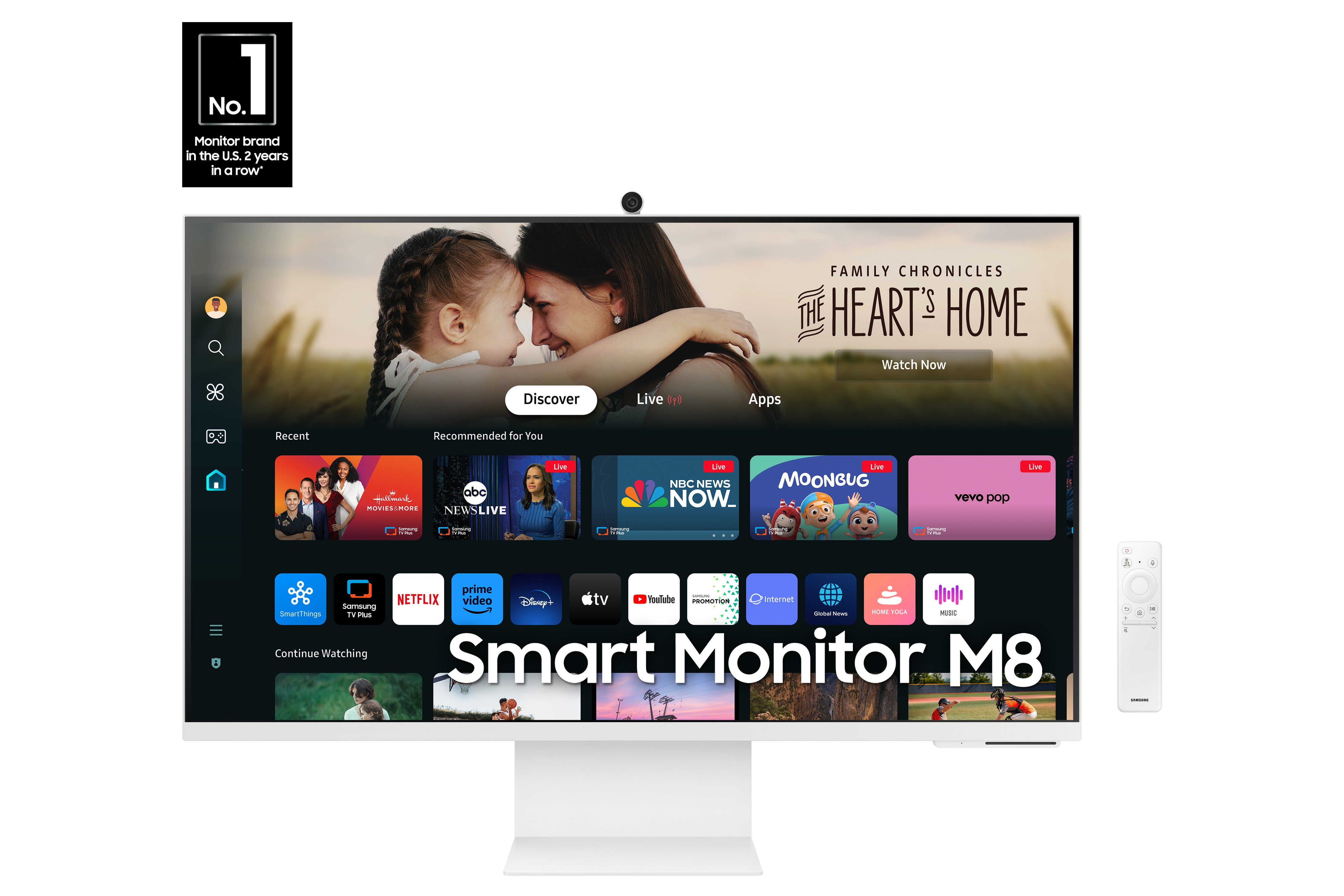 SAMSUNG 32" Smart Monitor M8 (M80D) 4K UHD with Streaming TV, Speakers, USB-C, Ergonomic Stand and SlimFit Camera
