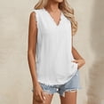 thumbnail image 4 of OSOLU Women Sleeveless Ruffled V-Neck Tops Summer Linen Tank Tops Solid Color Edge Hem Camisoles Shirts Soft Dailywear, 4 of 6