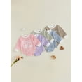 thumbnail image 3 of RUINIXCW New to The Crew Baby Boy Girl Fall Winter Outfit Bubble Romper Newborn Baby Boy Girl Hospital Coming Home Outfit Waffled Striped Letter Long Sleeve Bodysuit, 3 of 9