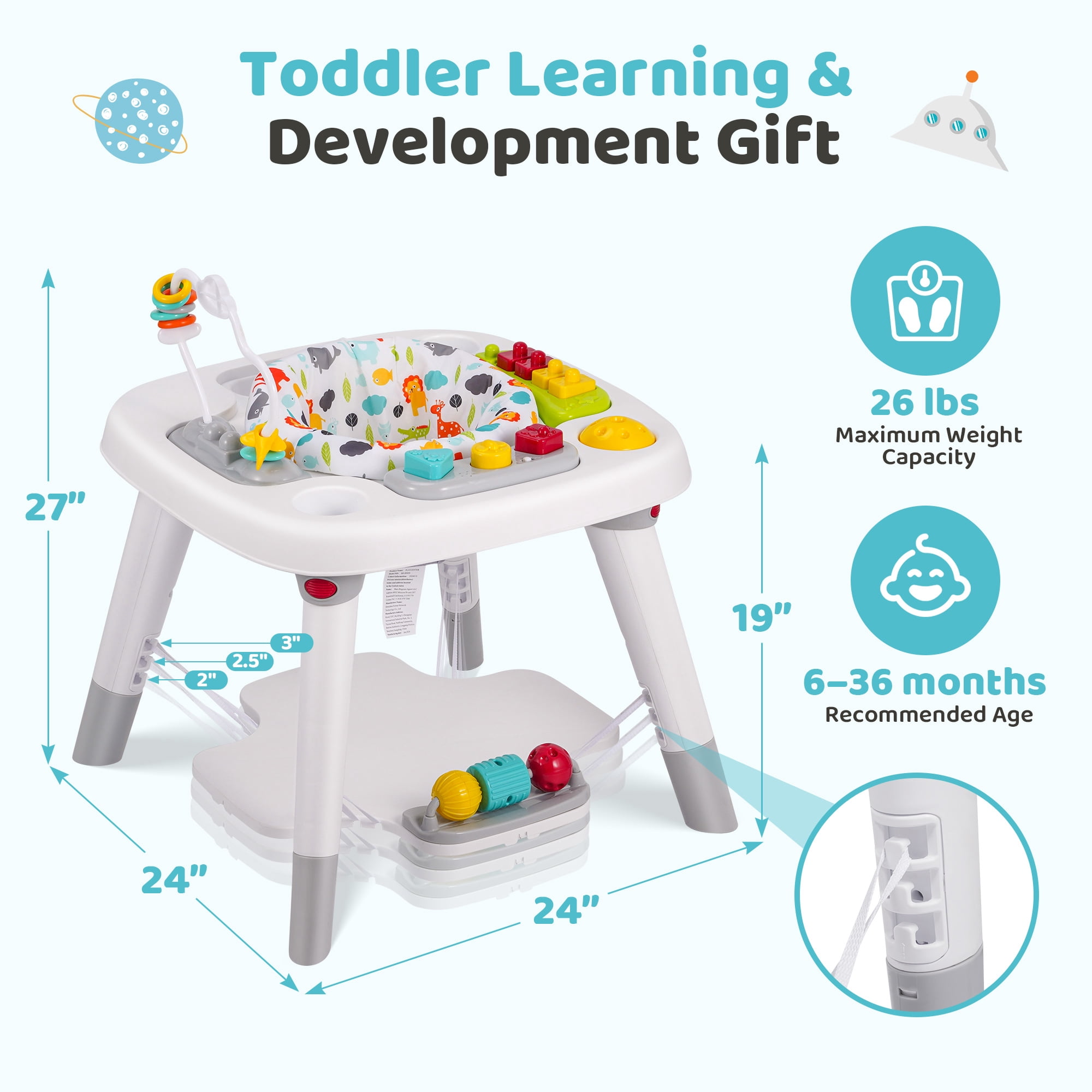 Babyeap 6-in-1 Baby Activity Center,Infant Activity Center Jumper with Detachable Toys and Music,6 Months +