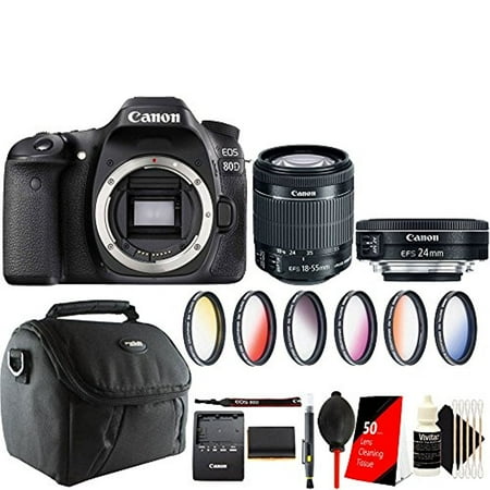 Canon EOS 70D 20.2MP DSLR Camera with 18-55mm and  24mm 2.8 STM Lens with Top Accessory