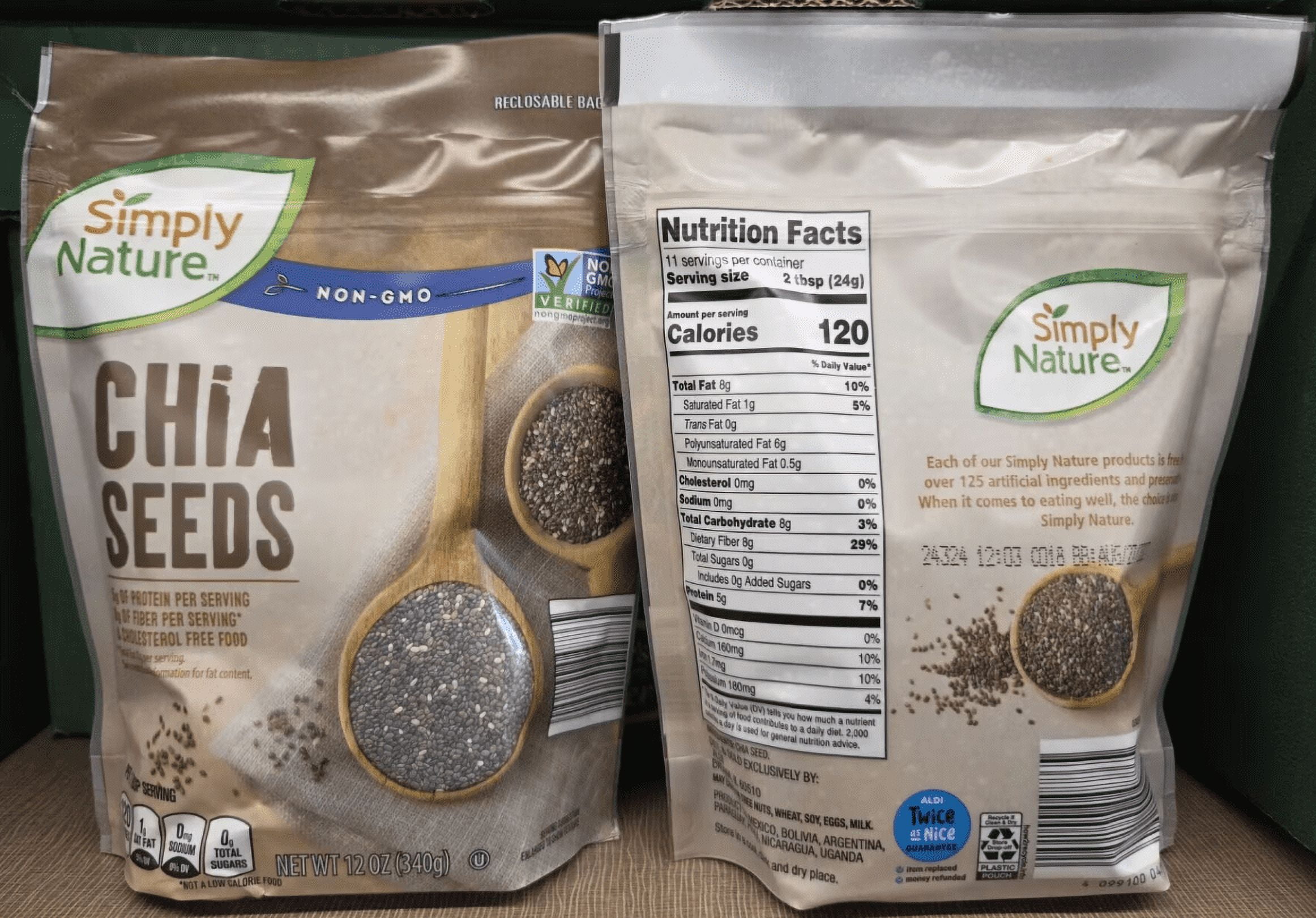 Simply Nature NON-GMO Chia Seeds 12oz 340g (2 Bags)